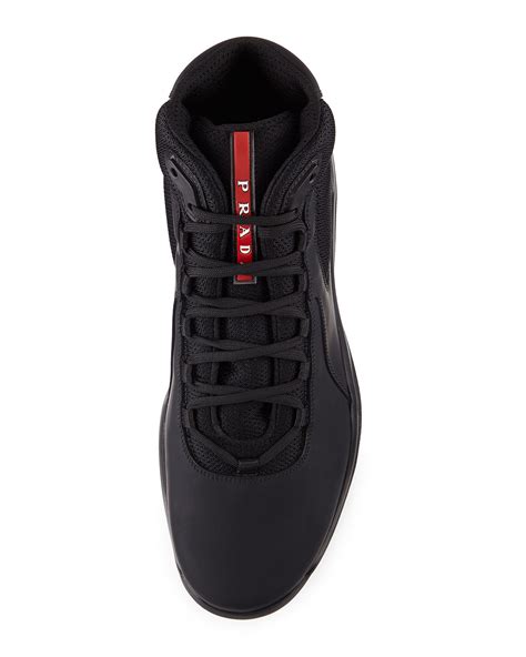 prada americas cup black high top mens sneakers|prada americas cup farfetch.